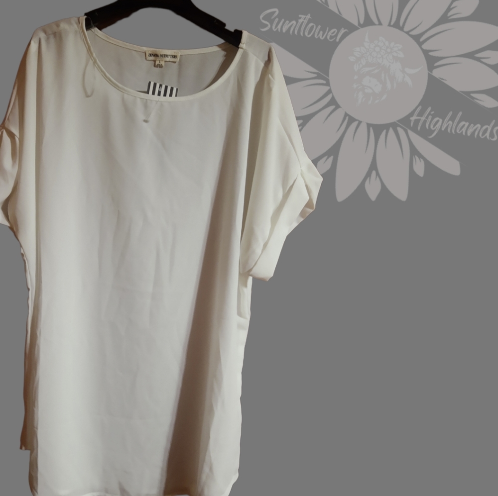 White Tunic Style Blouse, Large